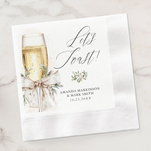 Champagne Låt Oss Toast Vinter Förlovning Pappersservett (Skapare uppladdad)