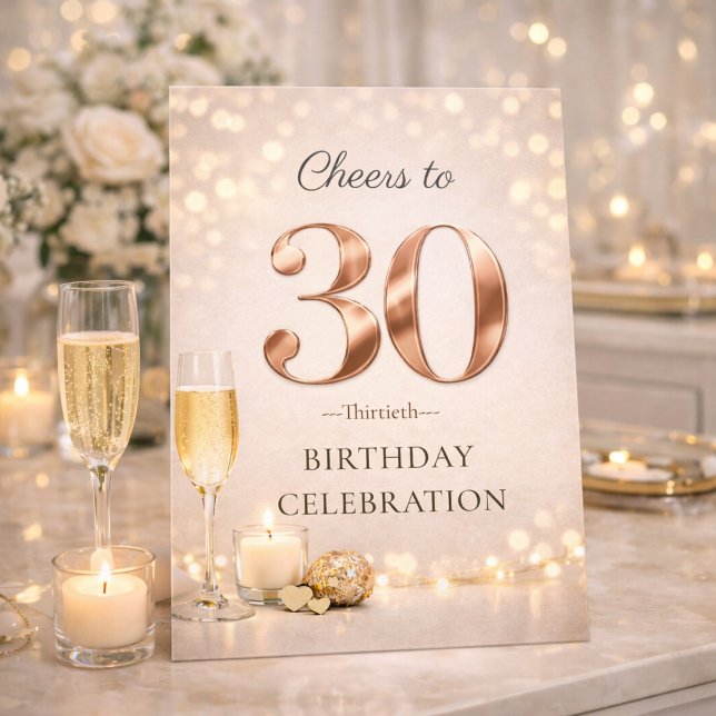 Champagne Lights 30th Celebration Invitation Inbjudningar (Champagne lights and gold shimmer set the tone for a glowing 30th birthday celebration)