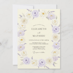 Champagne Lilac Peony Bröllop Inbjudningar