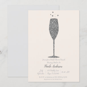 Champagne Lyster Silver Brud Brunch Inbjudningar