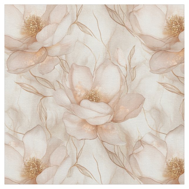 Champagne Magnolias Fabric Tyg (Närbild)