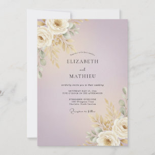 Champagne Mauve Pampas Eucalyptus Bröllop Inbjudningar