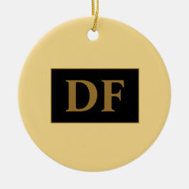 Champagne med Guld Initialer keramisk prydnadsföre Julgransprydnad Keramik