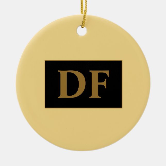 Champagne med Guld Initialer keramisk prydnadsföre Julgransprydnad Keramik (Framsidan)