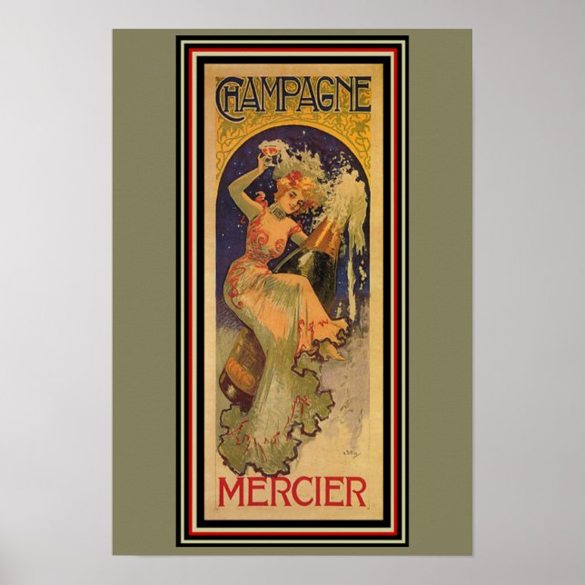 Champagne Mercier Art nouveau Poster 13 x 19 (Framsidan)