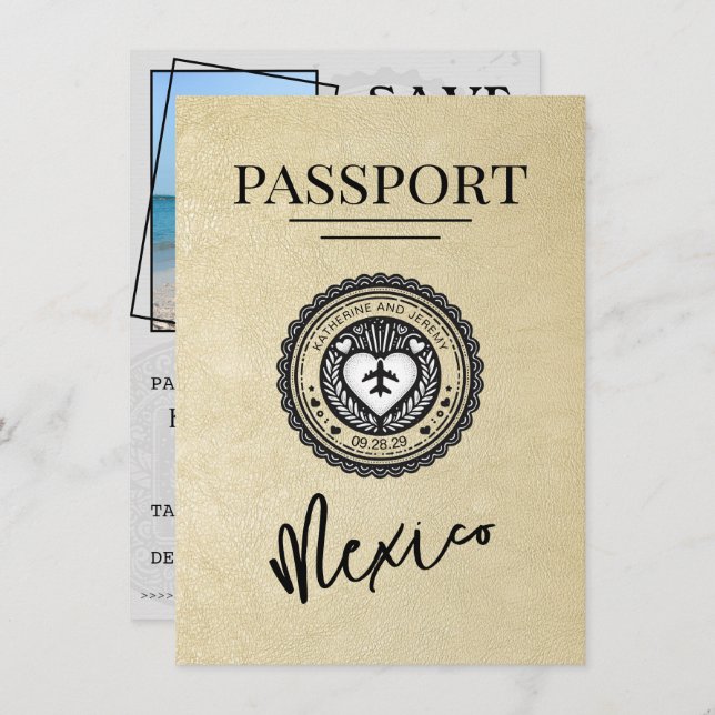 Champagne Mexico Passport Spara datum Spara Datumet (Fram/baksida)