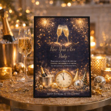 Champagne Midnatt Toast Inbjudan