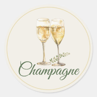 Champagne Mimosa Bar Flaskdekal Runt Klistermärke
