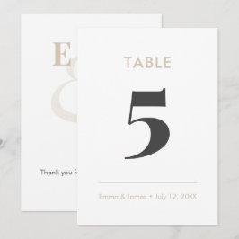 Champagne Minimalist Ampersand | Bordnummer Inbjudningar
