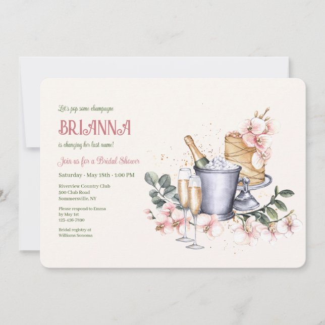 Champagne Möhippa Inbjudningar (Framsida)