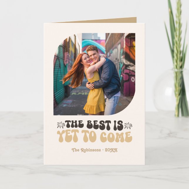 Champagne Nätter Champagne Retro Nyår Foto Helgkort (Framsida)