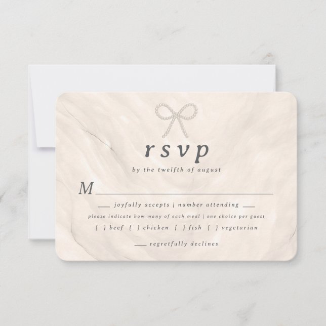 Champagne Neutral Pärlbåge Måltidsval RSVP-kort OSA Kort (Framsida)