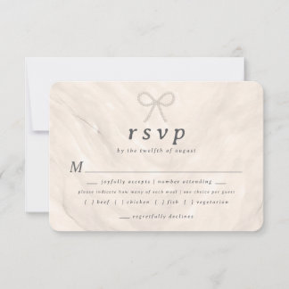 Champagne Neutral Pearl Bow Meal Choice RSVP Card OSA Kort