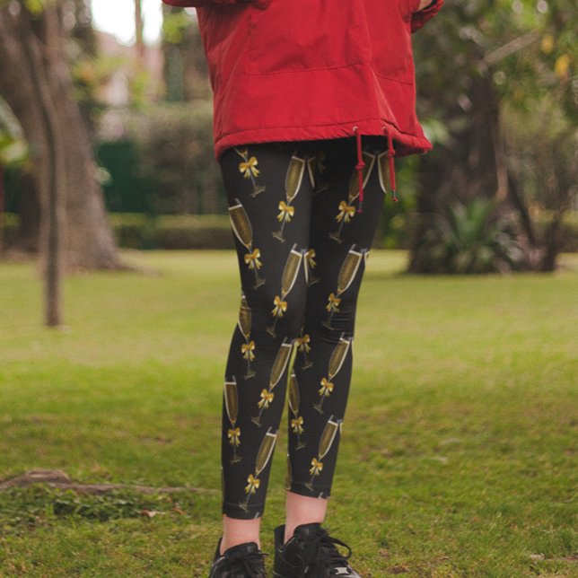 Champagne New Year Kväll Firande Black Leggings (Skapare uppladdad)