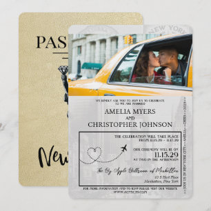 Champagne New York City Passport Bröllop Inbjudningar