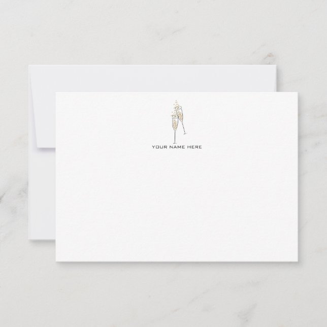Champagne Notecard Tack Kort (Framsida)