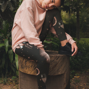 Champagne Nya året Kväll Firande Ro Guld Leggings