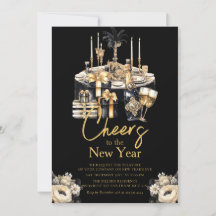 Champagne Nyårsafton Firande Black Guld