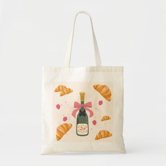Champagne och croissanter tygkasse (Framsidan)