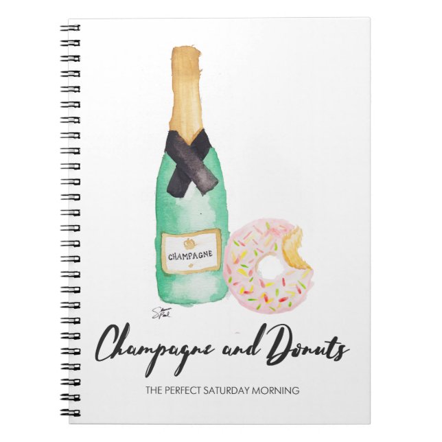 Champagne och Donutsvattenfärganteckningsbok Anteckningsbok (Framsidan)