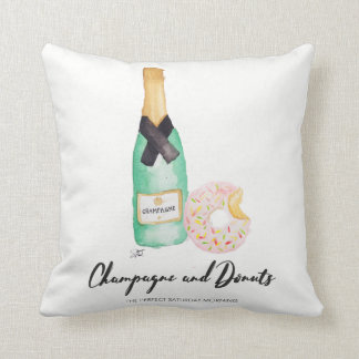 Champagne- och Donutsvattenfärgen kudder Kudde