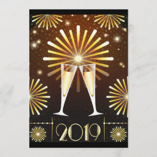 Champagne och Fireworks New Years bjudande Inbjudningar