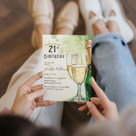Champagne och glas, 21:a födelsedag party inbjudningar