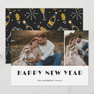 Champagne och Glass Photo Gott nytt år Card Julkort