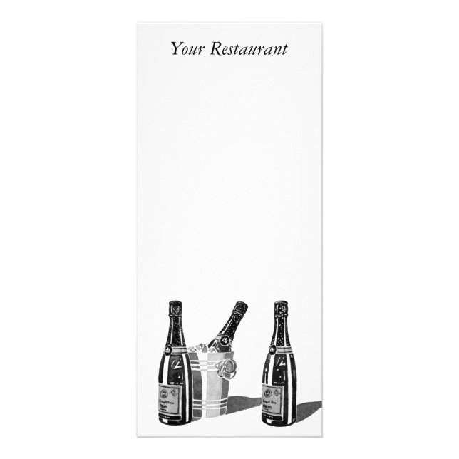 Champagne och is ösregnar menyn reklamkort (Framsidan)