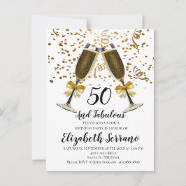Champagne och konfetti Guld 50:e födelsedagen Vykort
