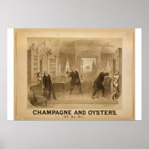 Champagne och Oysters Retro Theater Poster