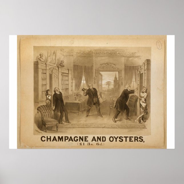 Champagne och Oysters Retro Theater Poster (Framsidan)