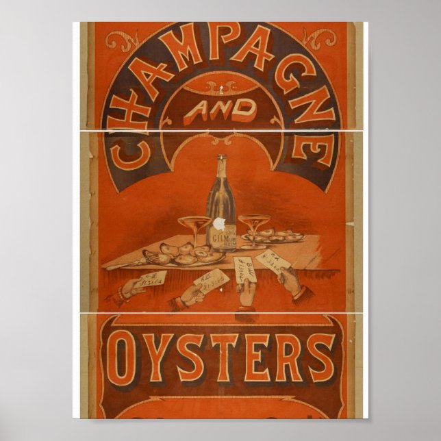 Champagne och Oysters Vintage Theater Poster (Framsidan)