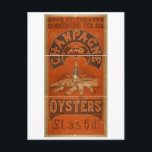 Champagne och Oysters Vintage Theater Vykort<br><div class="desc">Champagne and Oysters Vintage teater Reproduction in the original Champagne and Oysters poster. Photochrom-arkivet har detta och många andra presentprodukter i vintagen.</div>