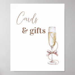 Champagne och Pearls-kort och presentkort Poster
