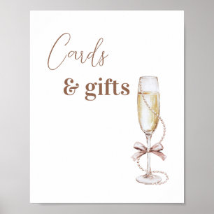 Champagne och Pearls-kort och presentkort Poster