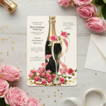 Champagne och Ro-födelsedagsinbjudan