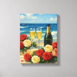 Champagne och Ro på Romantic Beach Canvastryck