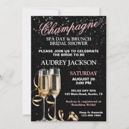 Champagne och spa-dagsbrunch för bröllopsfest inbjudningar