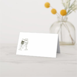 Champagne Olive wood Grönt Blank Bröllop Placeringskort