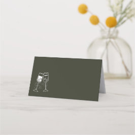 Champagne Olive wood Grönt Blank Bröllop Placeringskort