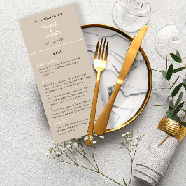 Champagne Omvänd Minimalistisk Bröllop | QR Elegan Meny