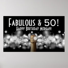 Champagne on Black & White Bokeh Party Poster