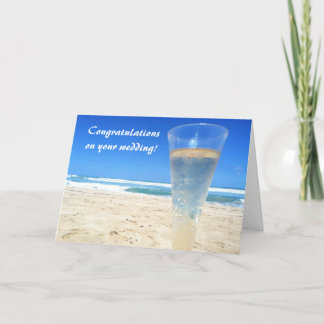 Champagne på strandbröllopkortet kort