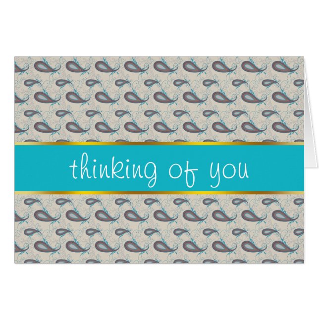 Champagne Paisley Mönster Hälsningskort (Framsidan Horizontal)