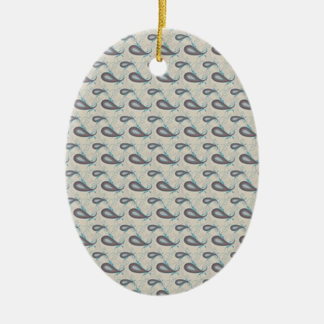 Champagne Paisley Mönster Julgransprydnad Keramik (Framsidan)