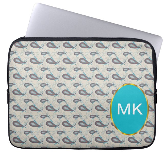 Champagne Paisley Mönster Laptop Sleeve (Framsidan)