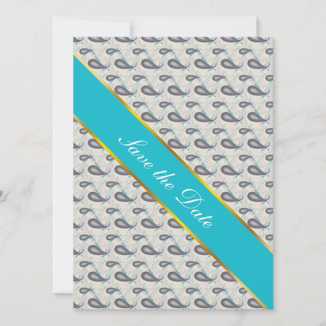 Champagne Paisley Mönster Spara Datumet (Framsida)