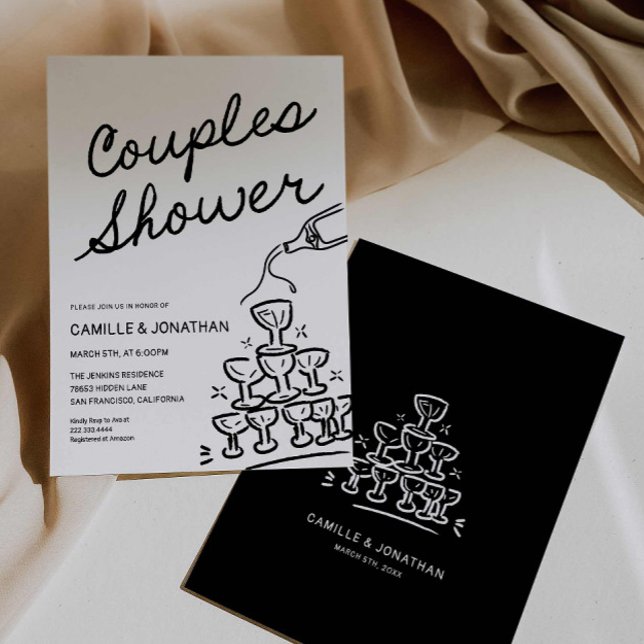 Champagne Par Shower-inbjudan Spara Datumet (Champagne Couples Shower Invitation)