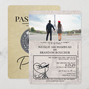 Champagne Paris Pass Bröllop Inbjudningar